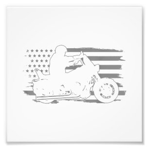 Patriottische motorfiets Amerikaanse vlag Biker Foto Afdruk