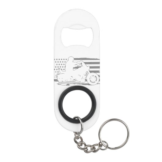 Patriottische motorfiets Amerikaanse vlag Biker Mini Flessenopener (Achterkant)