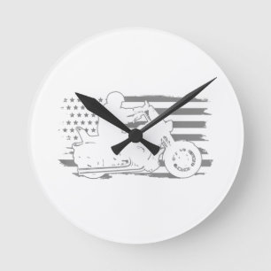 Patriottische motorfiets  Amerikaanse vlag Biker Ronde Klok