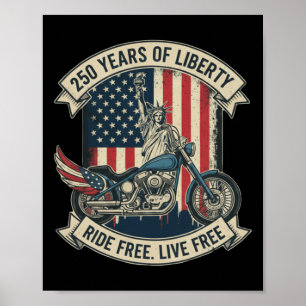 Patriottische motorrijder motor 250 jaar vrijheid poster