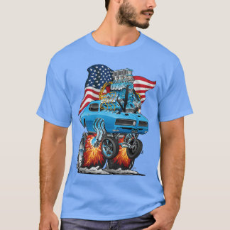 Patriottische Muscle Car Grappige Dragster USA Hot T-shirt