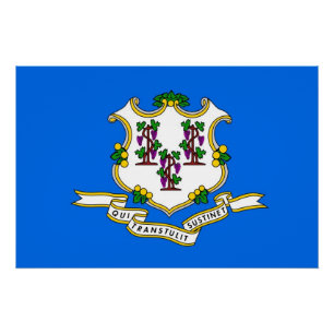 Patriottische muur poster met vlag van Connecticut Perfect Poster