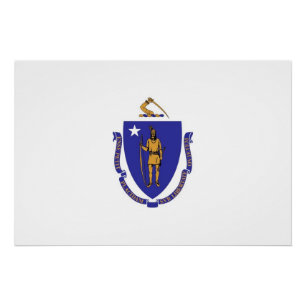 Patriottische muur poster met vlag van Massachuset Perfect Poster