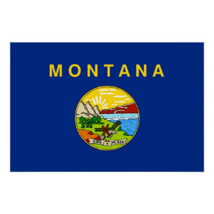 Patriottische muur poster met vlag van Montana Perfect Poster