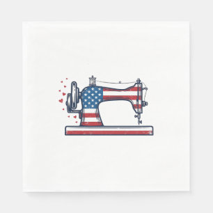 Patriottische Naaimachine Vintage Gravure Vector_ Servet