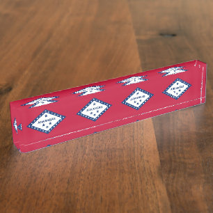 Patriottische naamplaat voor op bureau met vlag va naambordje