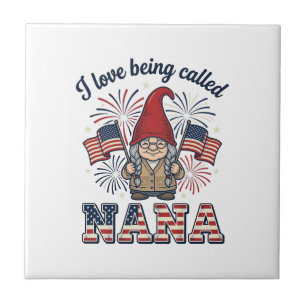 Patriottische Nana Gnome Vintage Oma Shirt Des Tegeltje