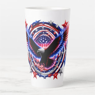Patriottische Neon Adelaar Uitbarsting – Rood Wit Latte Mok
