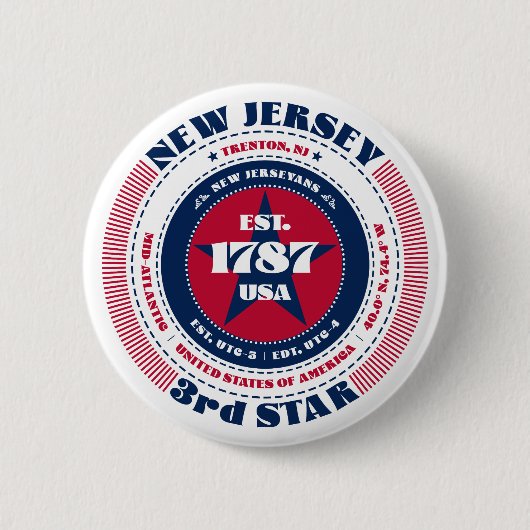 Patriottische New Jersey Circle met State Details Ronde Button 5,7 Cm (Voorkant)