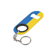 Patriottische Oekraïense vlaggenbalkcode Mini Flessenopener (Achterkant Gekanteld)