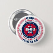 Patriottische Ohio Cirkel met State Details Ronde Button 5,7 Cm (Voorkant /achterkant)