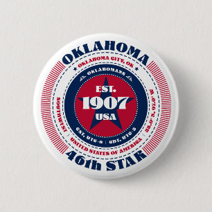 Patriottische Oklahoma Circle met State Details Ronde Button 5,7 Cm