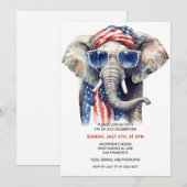 Patriottische Olifant 4 juli Uitnodigingen (Voorkant / Achterkant)