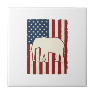 Patriottische Olifant Vlag Vintage Vector Ontwerp_ Tegeltje