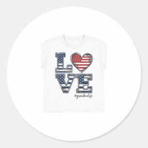 Patriottische oma leven liefde vintage shirt ontwe ronde sticker