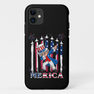 Patriottische oom Sam Dabbing, 4 juli iPhone 11 Hoesje