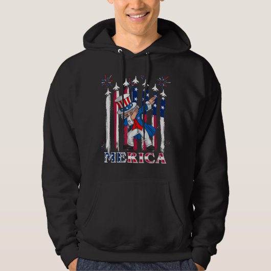 Patriottische oom Sam Dabbing, 4 juli Hoodie (Voorkant)