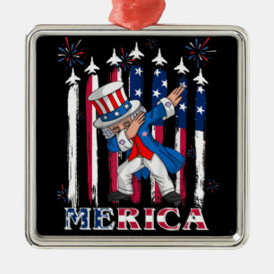Patriottische oom Sam Dabbing, 4 juli Metalen Ornament