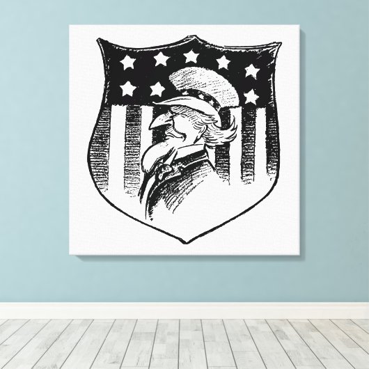  patriottische oom Sam en Amerikaanse vlag Canvas Afdruk (Insitu (Houten vloer))