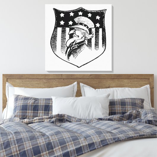 patriottische oom Sam en Amerikaanse vlag Canvas Afdruk (Insitu (Slaapkamer))
