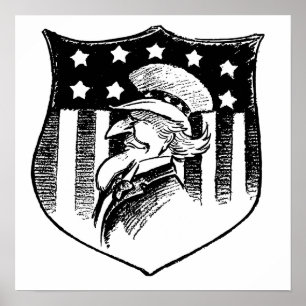  patriottische oom Sam en Amerikaanse vlag Poster