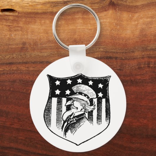 patriottische oom Sam en Amerikaanse vlag Sleutelhanger (Achterkant)