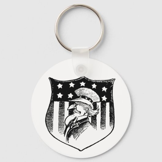 patriottische oom Sam en Amerikaanse vlag Sleutelhanger (Achterkant)