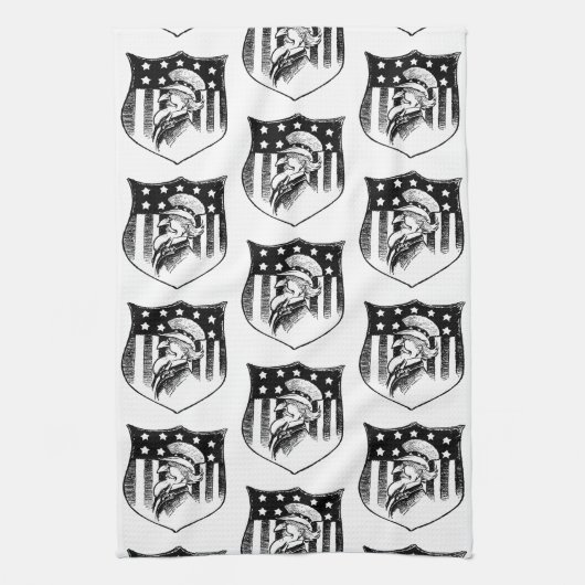 patriottische oom Sam en Amerikaanse vlag Theedoek (Verticaal)