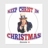 Patriottische oom Sam houden Christus in Kerstmis Sticker (Vel)