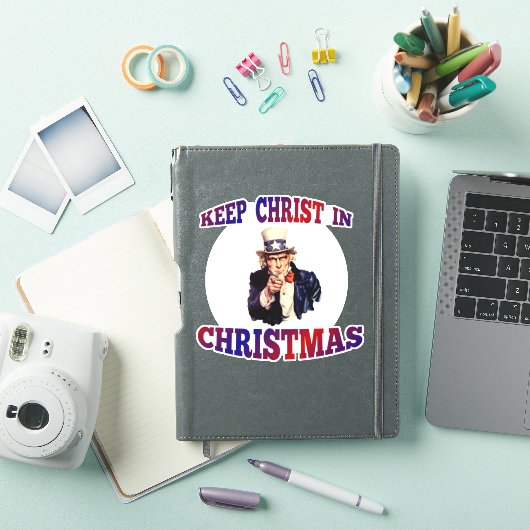 Patriottische oom Sam houden Christus in Kerstmis Sticker (iPad Cover)