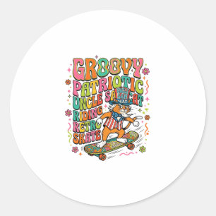 Patriottische oom Sam Kat Retro Typografie T-Shirt Ronde Sticker