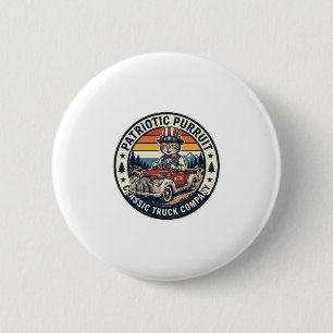 Patriottische Oom Sam Kat Retro Zonsondergang T-Sh Ronde Button 5,7 Cm