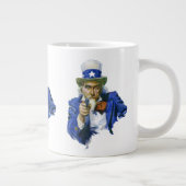 Patriottische oom Sam met Star-Pet en -Pistool Extra Grote Mok (Rechts)