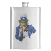 Patriottische oom Sam met Star-Pet en -Pistool Heupfles (Voorkant)