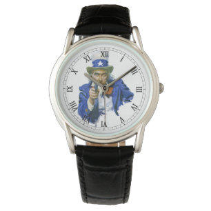  Patriottische oom Sam met Star-Pet en -Pistool Horloge
