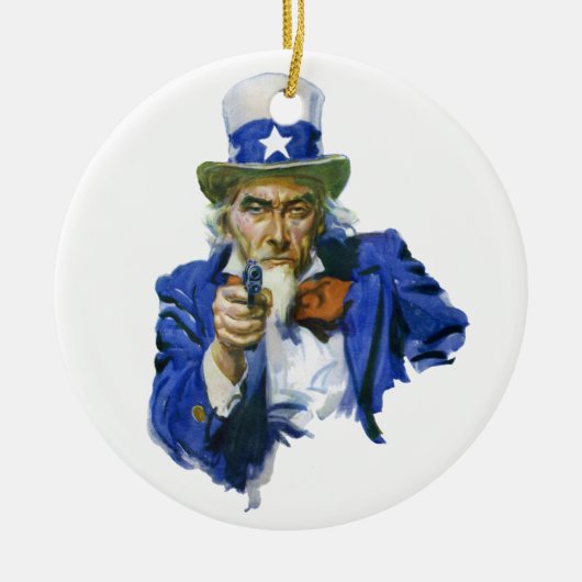  Patriottische oom Sam met Star-Pet en -Pistool Keramisch Ornament (Voorkant)