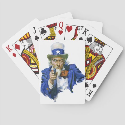 Patriottische oom Sam met Star-Pet en -Pistool Pokerkaarten (Achterkant)