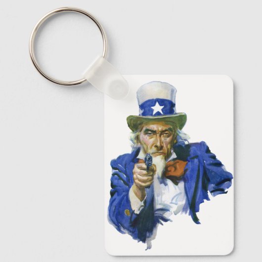 Patriottische oom Sam met Star-Pet en -Pistool Sleutelhanger (Voorkant)