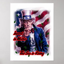 Patriottische oom Sam zegt: "Investeer in water" o Poster