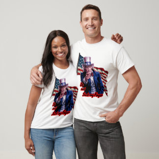 Patriottische oom Sam zegt: "Zuig niet aan mijn vi T-shirt
