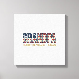 Patriottische Opa Held Beschermer Legende Vector O Canvas Afdruk