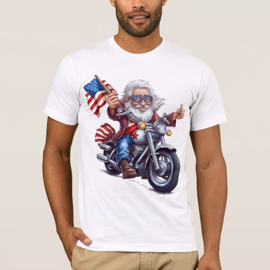 PATRIOTTISCHE OPA RIJDEN OP EEN MOTORFIETS T-SHIRT (Voorkant)