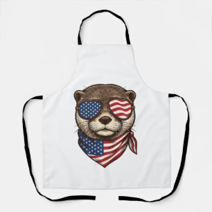 Patriottische Otter Vector Vintage Gravure Shirt D Schort