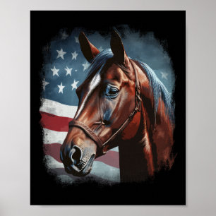 Patriottische Paard Amerikaanse vlag Paardrijden W Poster