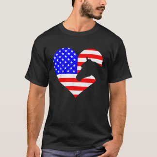 Patriottische paarden Lover 4 juli kool Heart Amer T-shirt