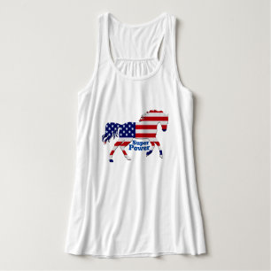Patriottische paarden Super Power-American Flag De Tanktop