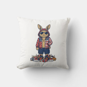 Patriottische Paashaas Vintage Vector T-shirt_1 Kussen