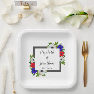 Patriottische Panda Anemone Wedding Papieren Bordje