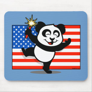 Patriottische Panda met Amerikaanse vlag Muismat