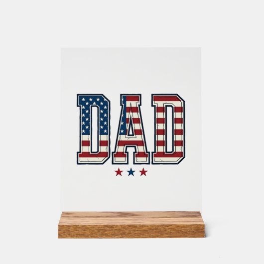 Patriottische Papa Amerikaanse Vlag Vintage Vector Acryl Bord (Voorkant)